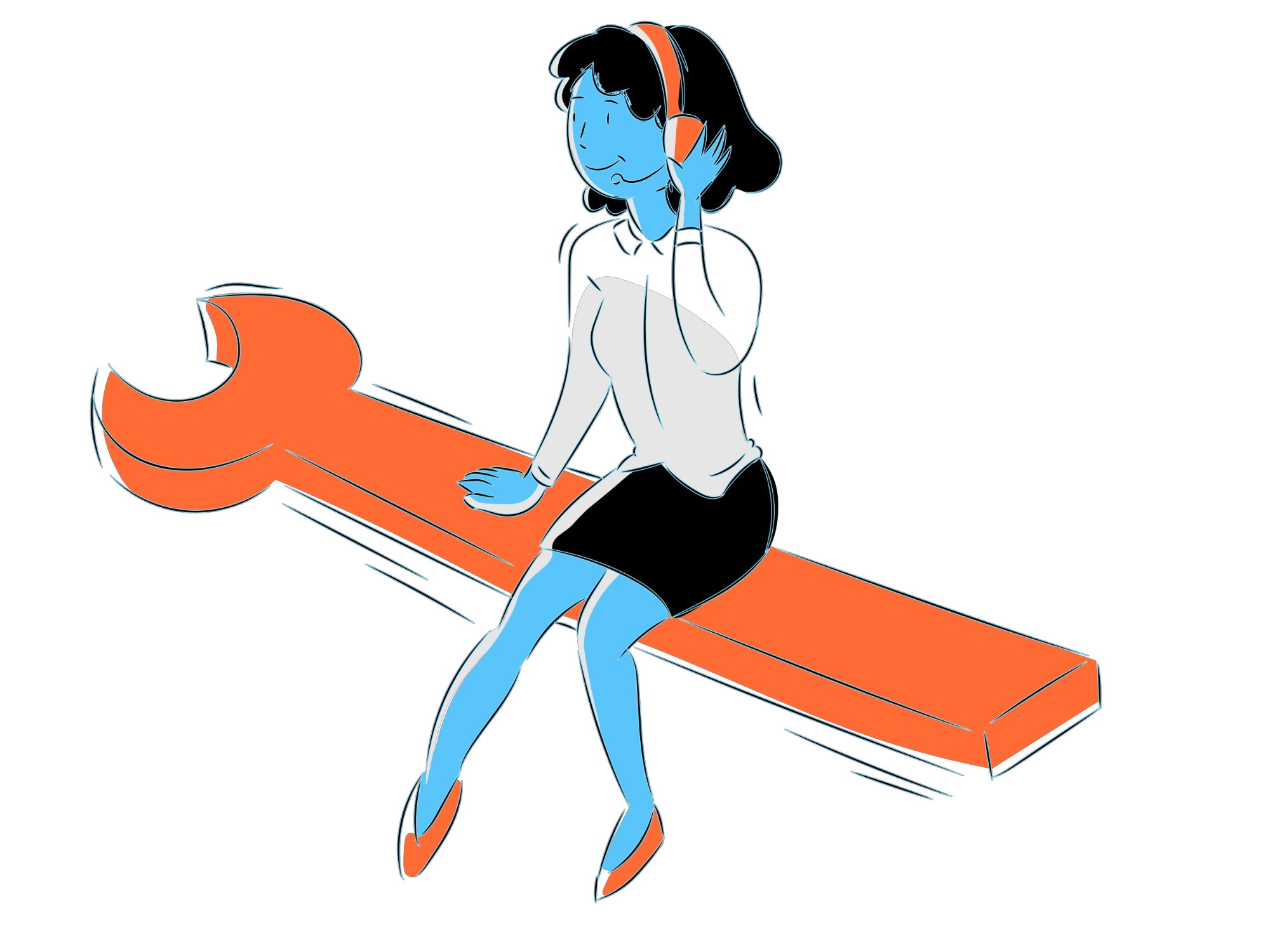 illustration d'une femme sur une clé plate