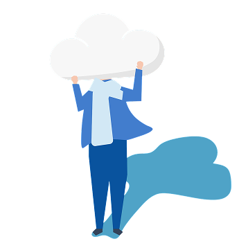 illustration d'un homme la tête dans le nuage